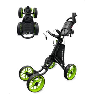 CaddyTek 4 Wheel Golf Push Cart - Caddycruiser One Version 8 1-Click Folding Trolley - Lightweight, Compact Pull Caddy Cart, Easy to Open