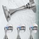 Magnetic Door Stop Holder 4 Pack - Door Stoppers Stainless Steel Heavy Duty Stops for Bottom of Door - Wall Floor Mounting No Drill Strong Adhesive & Screws Magnet Catch Keep Door Open (Silver)