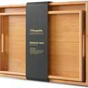 Fibogollo Bamboo Set of 2 Serving Tray with Handles,Decorative Trays Platter,Breakfast Tray in Bed,Food Drinks Tray for Eating,Working,Storing(Natural)