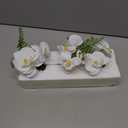 Oairse White Orchids Artificial Flowers Faux Orchids Arrangement in Black Glass Vases Set of 3 Real Touch Phalaenopsis Orchid Flowers Small Fake Orchid Centerpiece for Dining Room Table