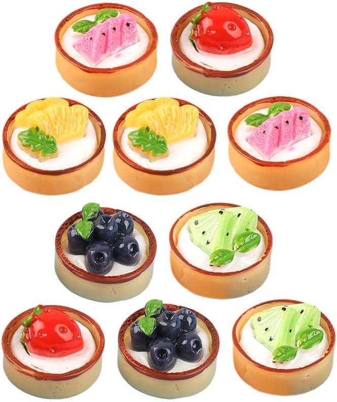 Alasum 5Pcs Mini Cream Fruit Cake Ornaments Realistic Resin Fake for Home Decor Wedding Party Photography Props Miniature Cake Models