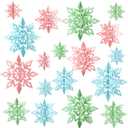 Kosiz 18 Pcs Christmas Pastel Hanging Snowflake Decorations 3D Large Winter Snowflake Hanging Swirls Decorations Blue Pink Green Ornaments Christmas Winter Holiday New Year Party Decoration