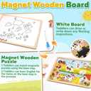 3 x Magnetic Wooden Puzzle for Toddler Travel Toy, Farm Animal Matching Toy Fridge Magnet Montessori Educational Preschool Activities Learning Classroom Roadtrip Christmas Stocking Stuffer Gifts Word
