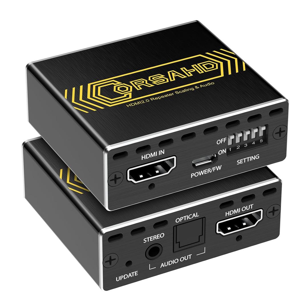 4K@60Hz HDMI 2.0 Audio Extractor Converter,HDMI to SPDIF Optical 7.1/5.1CH,Stereo 3.5mm,Supports Scaler,CEC,Dolby Digital Audio De-embed,HDCP 2.2/2.3 Bypass,for PS5,Xbox