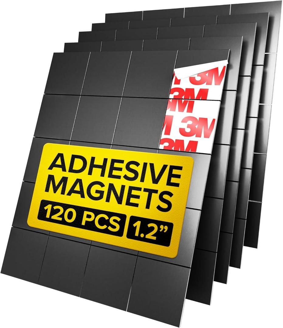HyperSticky Magnets with Adhesive Backing  120pcs 1.2x0.08 Strong Magnetic Squares for Whiteboard Fridge  EasytoCut Stickers for Planning and Organization  Teacher Must Have  Teacher Supplies