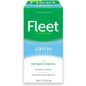 Fleet Laxative Saline Enema for Adult Constipation, 4.5 fl oz, 4 Bottles (18 Ounce (Pack of 1)), Best By: 2028-01