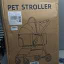 Dog Cat Stroller for Small/Medium Pets up to 50 lbs, 3-in-1 Foldable Pet Stroller with Detachable Carrier, Car Seat, Storage Basket, Cup Holder, Hanging Bag, Rain Cover, All-Terrain 4 Wheels (Grey)