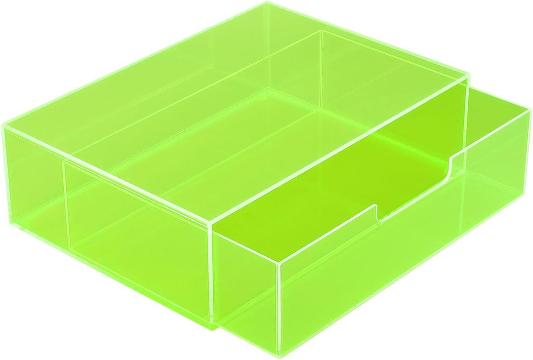 Gelite Acrylic Desk Organizer with Drawer for Makeup Vanity Stackable Desktop Storage Box for Office Supplies, 13.8 x 9.8 x 3.9, Neon Green