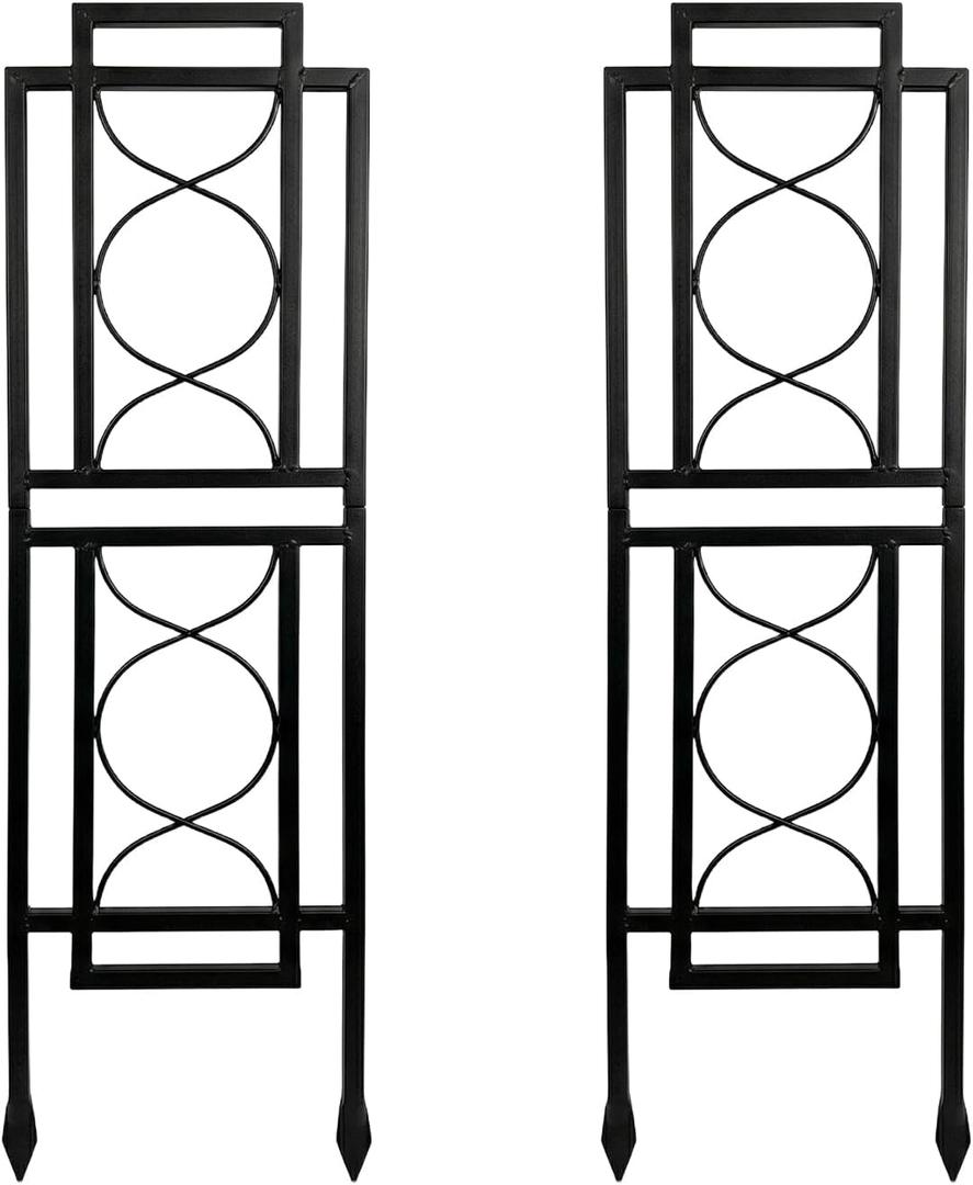 2 Pack 31.5'' Hx8'' W Black Metal Chic Garden Trellis for Climbing Plants - Outdoor Decorative Metal Flower Trellis - Black