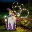 HUYIENO Gnome Solar Garden Statue 9.7" Outdoor Decor with LED Firefly String Lights, Waterproof Solar Powered Figurine for Patio, Yard, Lawn, Porch, Housewarming, Mom & Birthday Gift Gnome