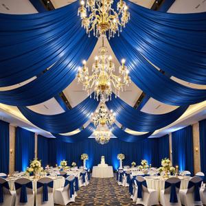 4 Panels 5ftx30ft Royal Blue Ceiling Drapes for Wedding Parties 30 FT Extra Long Thick Polyester Wrinkle-Free Drapery Tent Decor Decorations for Birthday Party Ceremony Stage Swag