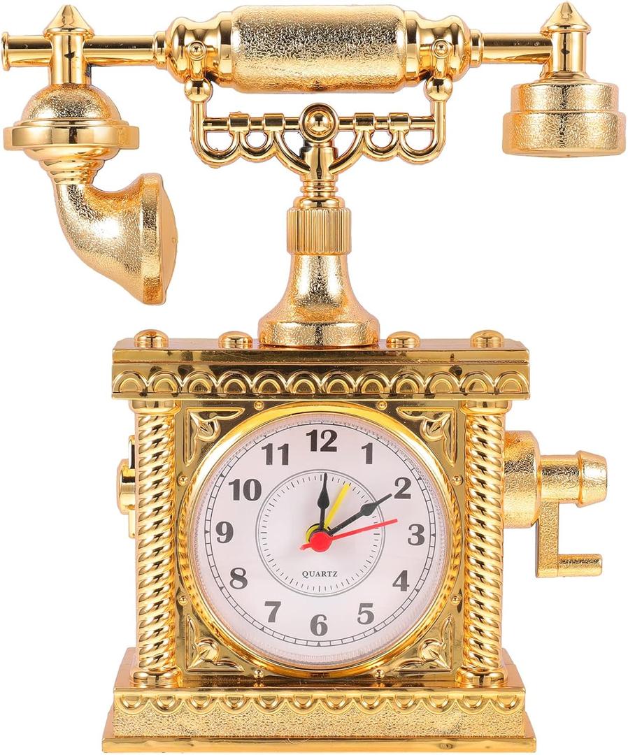 LOGOFUN Vintage Telephones Model Rotary Dial Telephones Antique Office Desk Phone Decoration (Gold)