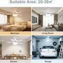 17.7" Socket Fan Light, 3000 Lumens Small Ceiling Fans with Lights and Remote, E26/E27 Light Bulb Fan with Reversible Motor, Dimmable 3000K-6500K Light Socket Fan for Bedroom Kitchen Garage, White