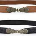 JASGOOD Women Skinny Elastic Stretch Belt for Dresses Retro Ladies Waist Vintage Thin Belt