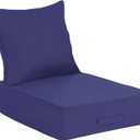 Outdoor Olefin Water-Resistant Deep Seat Cushion Set, 23''x 26''x 6'' Weather and Fade Resistant Patio Furniture Seat Cushion, Thickened Sofa Chair Pad with Straps for Lawn, Garden, Dark Blue