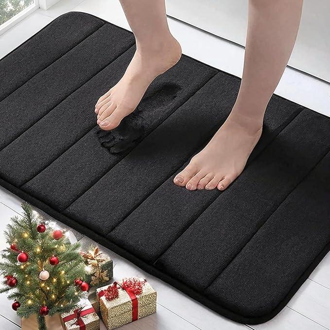 Ultra Soft and Non-Slip Bathroom Rugs, Water Absorbent and Machine Washable Bath Rug for Bathroom, Shower, and Tub, Black 20×30"