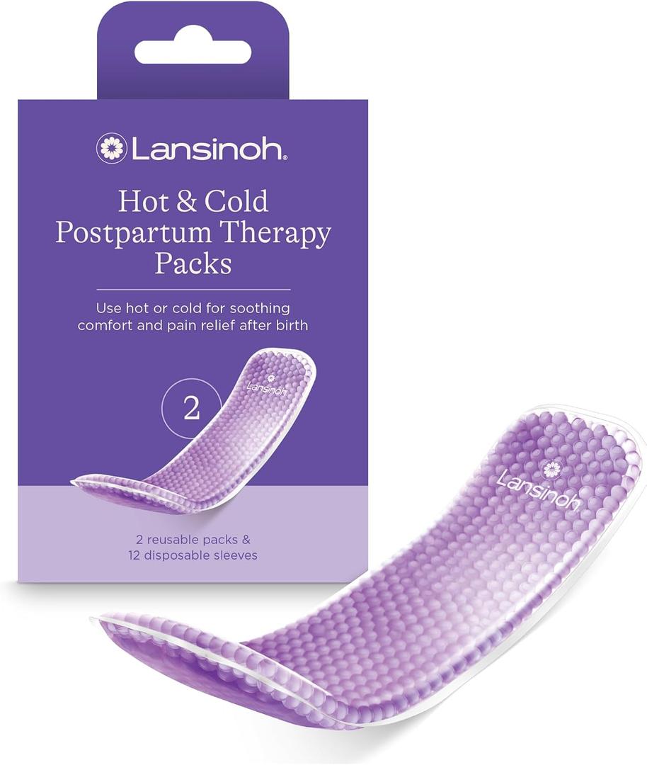 Lansinoh Hot and Cold Postpartum Pads Reusable Perineal Ice Packs for Postpartum Recovery, Labor & Delivery Essentials, 2 Count
