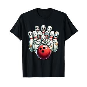 Funny Bowling Pin Faces for Bowling Lover, Men Kids Bowler T-Shirt XL Women