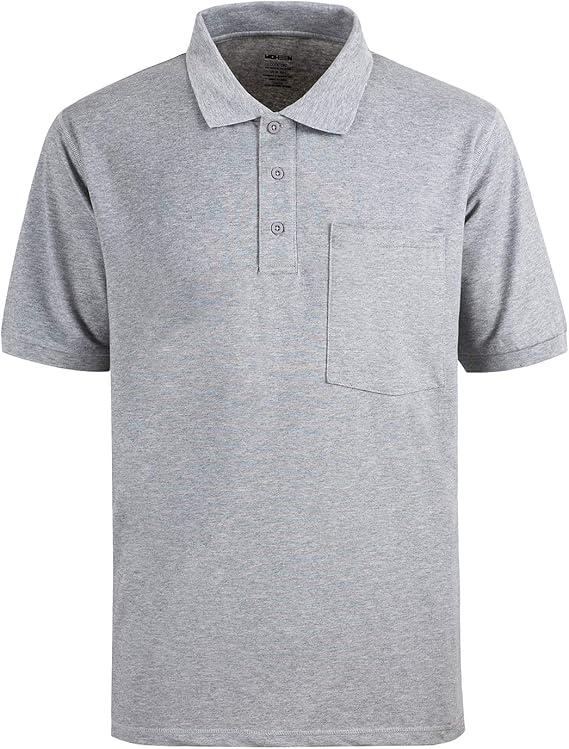 Men's Short Sleeve Polo Shirt Moisture Wicking Performance Dry Fit Golf Polo with Pocket,Grey XL