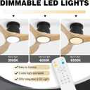 Ceiling Fans with Lights Remote 52inch Solid Amber Color Wood Fan Timing 6 Speeds Silent Reversible DC Motor 3CCT LED Light with Memory Lighting Function Indoor Outdoor Fan Farmhouse Bedroom