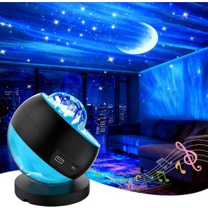 Galaxy Bedroom Projector, 16-Color Aurora Projector, Starry Sky Projection Night Light, Party Bluetooth Speaker, Suitable for Children's Room Decoration, Living, Christmas Gift for Teenagers.