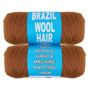 2 Roll Golden Brown Brazilian Wool Hair Yarn for Senegalese Twist Box Braids Faux Locs Jumbo Braids African Hair Braiding Twist Wraps Synthetic Hair Extensions 70G/Roll(Golden Brown#)