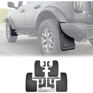 Mud Flaps for 2021-2025 2026 Ford Bronco 2/4-Door, No Drill Splash Guards Front & Rear Truck Mud Guards with Hardware Accessories Mudflaps Set 4pcs (NOT for Sport)