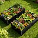 COMHOMA 2 Pack Raised Garden Bed 8x4x2ft,Galvanized Metal Planter Box Kit for Outdoor Gardening,Large Vegetable Flower Growing Beds with Gloves Tools,Black