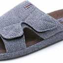 House Slippers for Men Open Toe Adjustable Home Slides with Low Arch Support and Rubber Sole Indoor Outdoor, Size 40