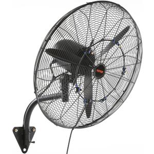 VEVOR 24 Inch 3-Speed 7000 CFM Black Waterproof Wall Mount Oscillating Fan