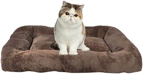 long rich HappyCare Textiles Sleeping Cloud Bolster Pet Cushion/Bed Brown 30" by 20"