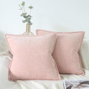 OYIMUA Pink 16x16 Chenille Throw Pillow Covers Set of 2 | Farmhouse Decorative Pillowcases for Couch & Bed | Soft Luxury Accent Pillows for Living Room