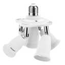 DiCUNO 5 in 1 E26 Light Socket Splitter Adapter, Standard Base LED Bulbs Converter, 360 Degrees Adjustable 180 Degree Bending, 5 Way Bulbs Socket Holder