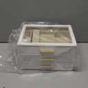 pickpiff Jewelry Box Organizer Case for Women: 3Layer Jewelry Storage Case with Glass Window, Pure White Leather with Velvet Holder for Ring Necklace Bracelet Brooch Watch, Great Gift for Her