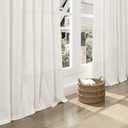 Nanspring Beige White Linen Curtains 84 Inch Length 2 Panels Set for Living Room Rod Pocket Back Tab Light Filtering Window Drapes for Bedroom Dining Room Protect Privacy Home Decor
