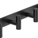 PMMASTO Coat Rack Wall Mounted, 4 "T Shaped Wall Hooks for Hanging, Heavy Duty Stainless Steel Coat Hook Rail for Hat Towel Robes in Bathroom Kitchen Mudroom Entryway (Black, 1 PC)