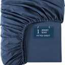 Lane Linen King Fitted Sheet Only - 4 Way Stretch Knitted Deep Pocket King Bottom Sheet - Fits Upto 16" Mattress (No Flat Sheet), Durable, Wrinkle Free, Soft Microfiber Fitted Sheet King - Navy