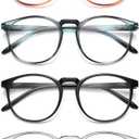 IBOANN Blue Light Glasses for Woman/Men, Fashion Blue Light Glasses Men, Fake Glasses Help Reduce Screen Fatigue (C1 Orange & Blue & Black & Transparent Grey)