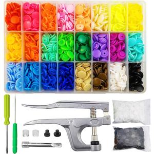 Plastic Snaps with Snap Pliers, 460 Sets 24-Colors Snap Buttons for Sewing, Snap Fasteners Kit for Sewing, Clothing, Crafting