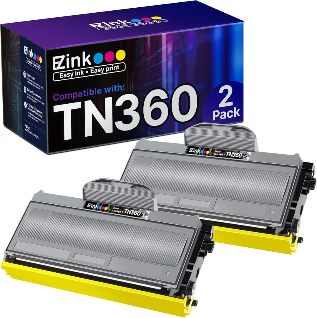 E-Z Ink Compatible Toner Cartridge Replacement for Brother TN330 TN360 TN-330 TN-360 High Yield Compatible with DCP-7040 DCP-7030 MFC-7840W HL-2140 MFC-7340 MFC-7440N HL-2170W HL-2150N (2 Black)