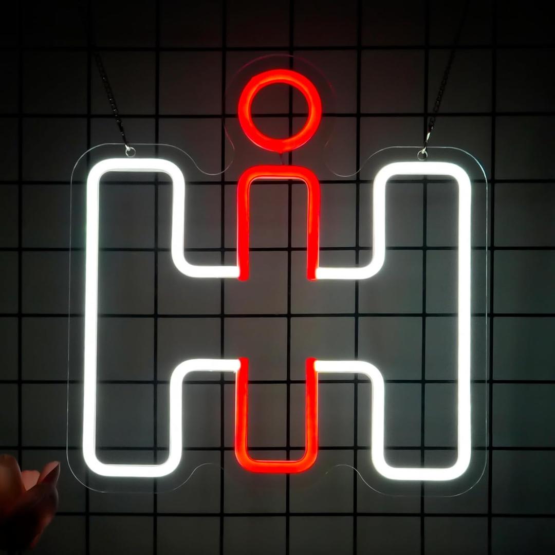International Harvester Neon Sign, Neon Sign for Man Cave, IH Wall Decor for Game Room Farmhouse Themed Spaces, An Ideal Birthday Gift for Tractor Enthusiasts or Collectors