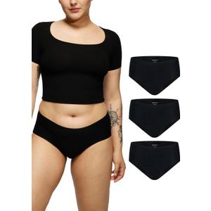 LEAKPROOF2.0 Seamless Mid Waist Brief Period Underwear for Women and Teens | Period Panties Holds 6 Tampons | Leak Proof Incontinence Underwear (L/XL, Black)