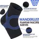 Wanderlust Plantar Fasciitis Sleeves - Open Toe Compression Socks With KT Tape (Blue, L)