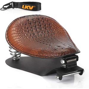 LKV 12.2" Motorcycle Solo Drive Seat with Seatbase Mounting Hardware Kits Custom Chooper Bobber Seats Universal Fit for Harley Davidson Sportster XL 1200 883