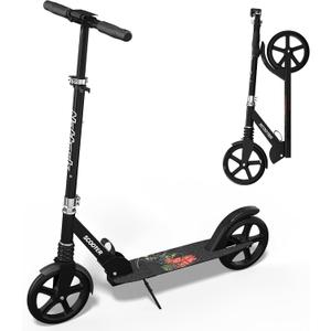 Nattork Kick Scooter for Age 6+ Kids Teens Adults, Max Load 240 LBS, Adjustable Height Foldable with 8" Large Wheels, Anti-Shock Suspension