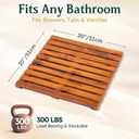 Teak Shower Mat - Premium Non-Slip Bath Mat for Bathtub & Shower, Natural Wooden Bathroom Floor Mat, Spa-Style Fast-Drying Bathtub Tray, Solid Teak Wood (20"x20")