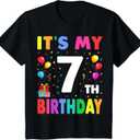 Kids It's My 7th Birthday 7 Seven Happy Birthday Boys or Girls T-Shirt