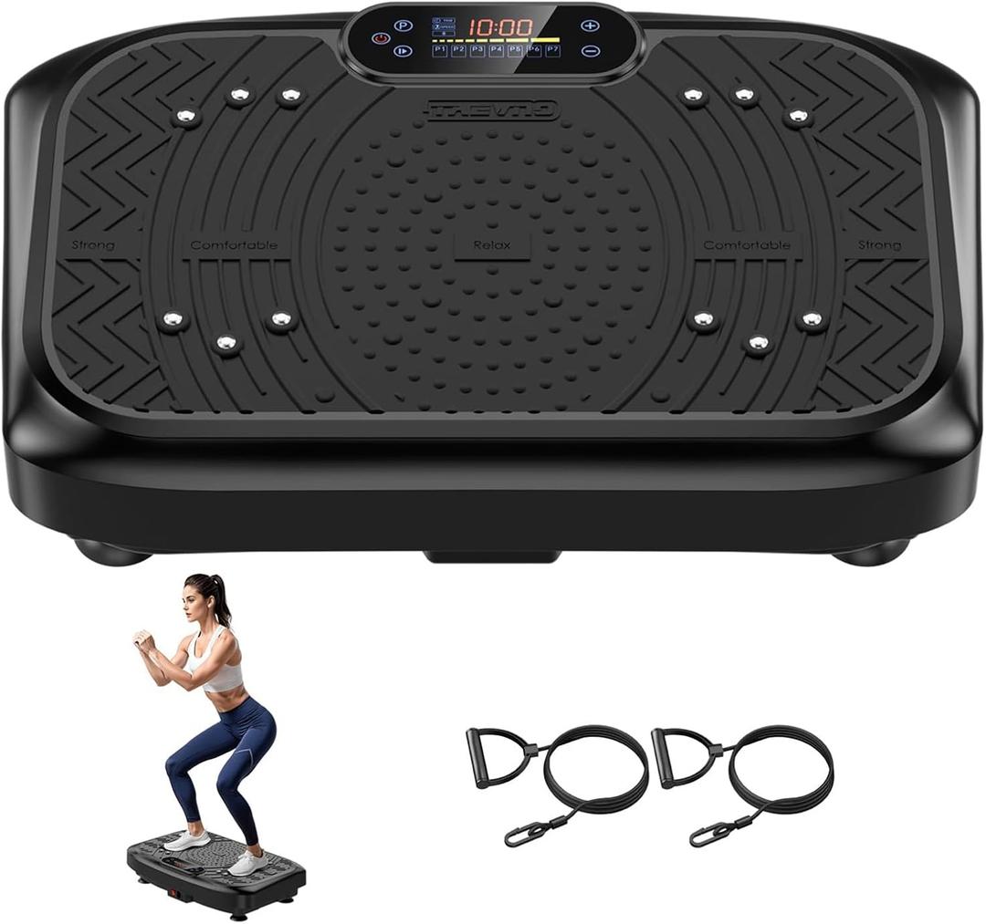 Vibration Plate Exercise Machine Lymphatic Drainage, Full Body Shaking Workout Vibrating Plate Weight Loss, 199 Adjustable Speeds 450 Lbs Capacity Fitness Platform for Women Men (Black)