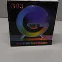 EQF LED Table Lamp with Wireless Charger, G Shaped Night Light Lamp with Bluetooth Speaker, Sunrise Alarm Clock, Smart Mini Atmosphere Lamp for Bedroom, Office, Living Area (Black)