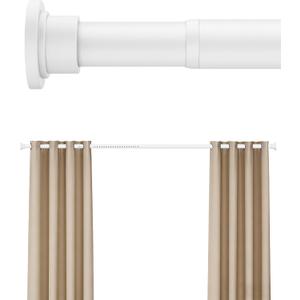 Heavy Duty Tension Curtain Rod by EZFurni, 42 to 123 Inches, Anti-Slip Spring Loaded Curtain Rods No Drilling, Apartment Renter Friendly Tension Rods for Windows, Bathroom, Patio, Room Divider, White